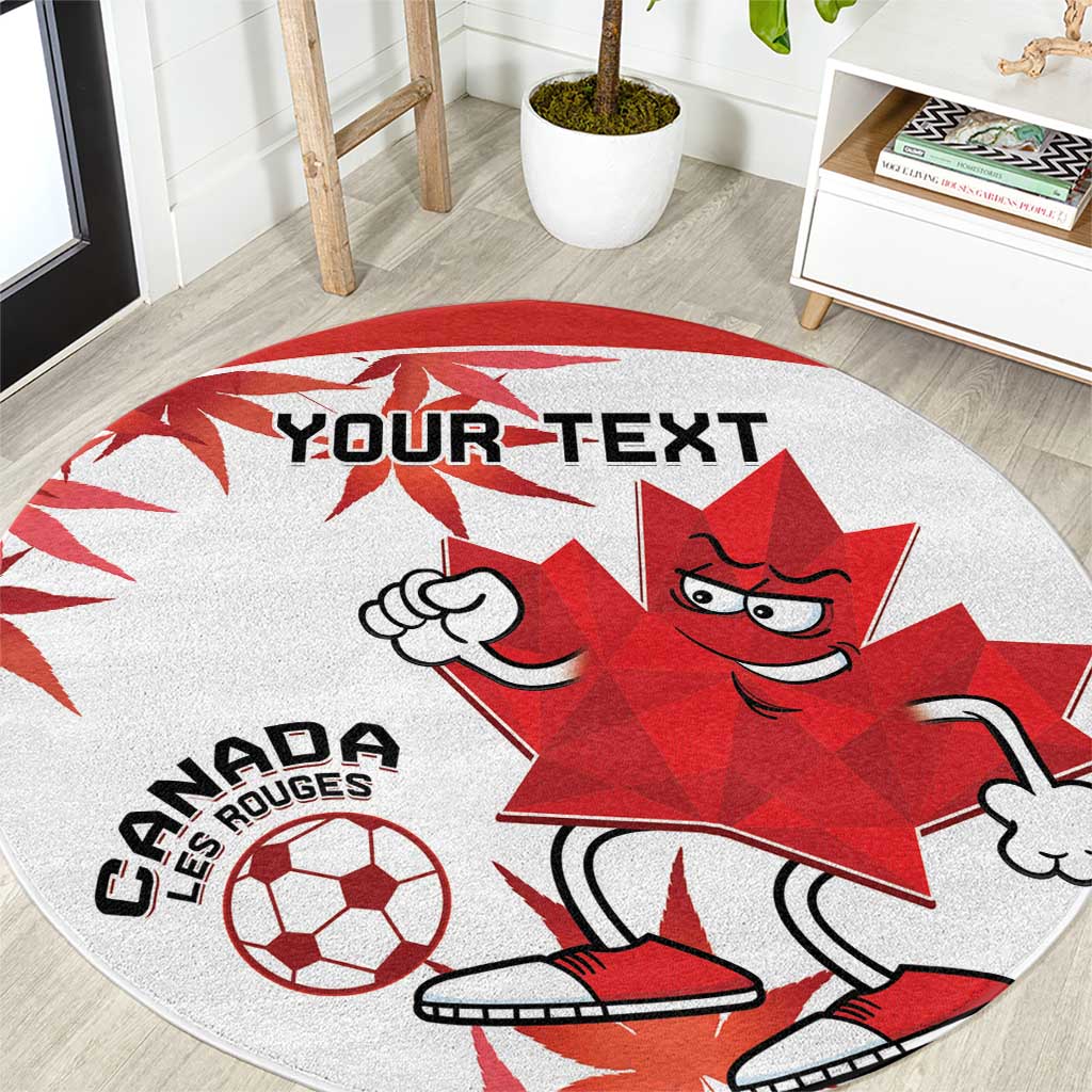 Custom Canada Soccer Round Carpet Les Rouges Cute Maple Leaf Mascot