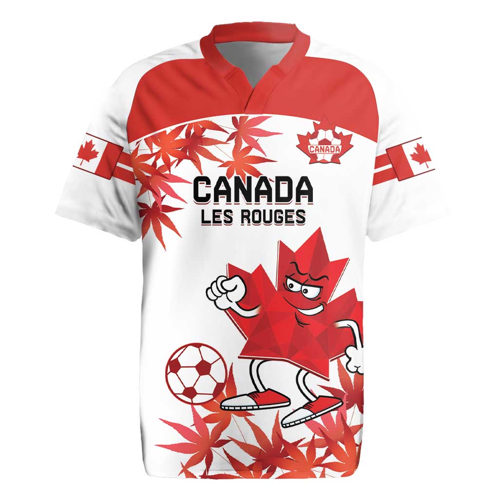 Custom Canada Soccer Rugby Jersey Les Rouges Cute Maple Leaf Mascot