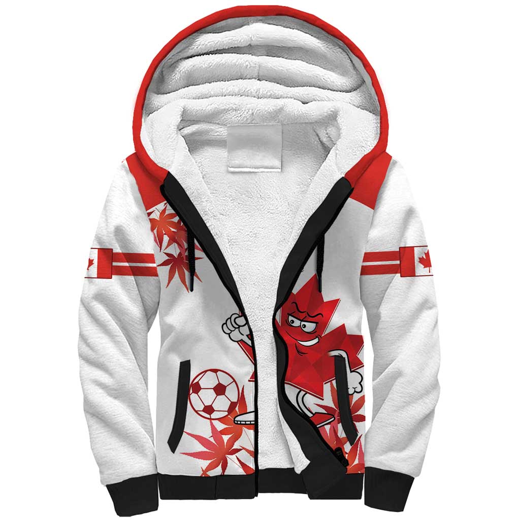 Custom Canada Soccer Sherpa Hoodie Les Rouges Cute Maple Leaf Mascot - Wonder Print Shop