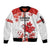 Custom Canada Soccer Sleeve Zip Bomber Jacket Les Rouges Cute Maple Leaf Mascot