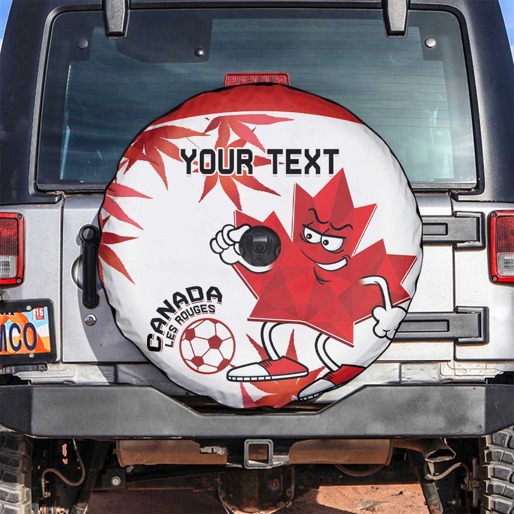 Custom Canada Soccer Spare Tire Cover Les Rouges Cute Maple Leaf Mascot