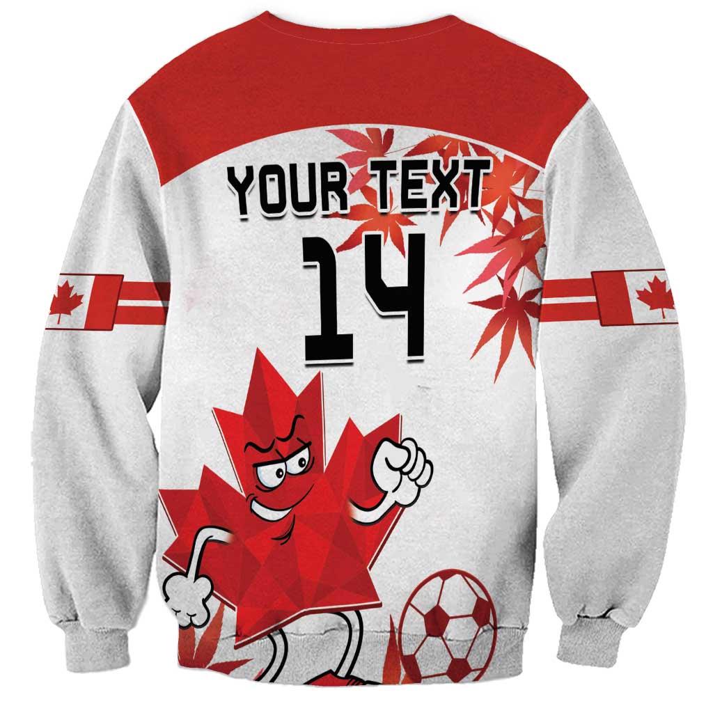 Raglan sweatshirt back with red yoke, white base, Your Text 14 design and mascot