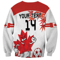 Raglan sweatshirt back with red yoke, white base, Your Text 14 design and mascot