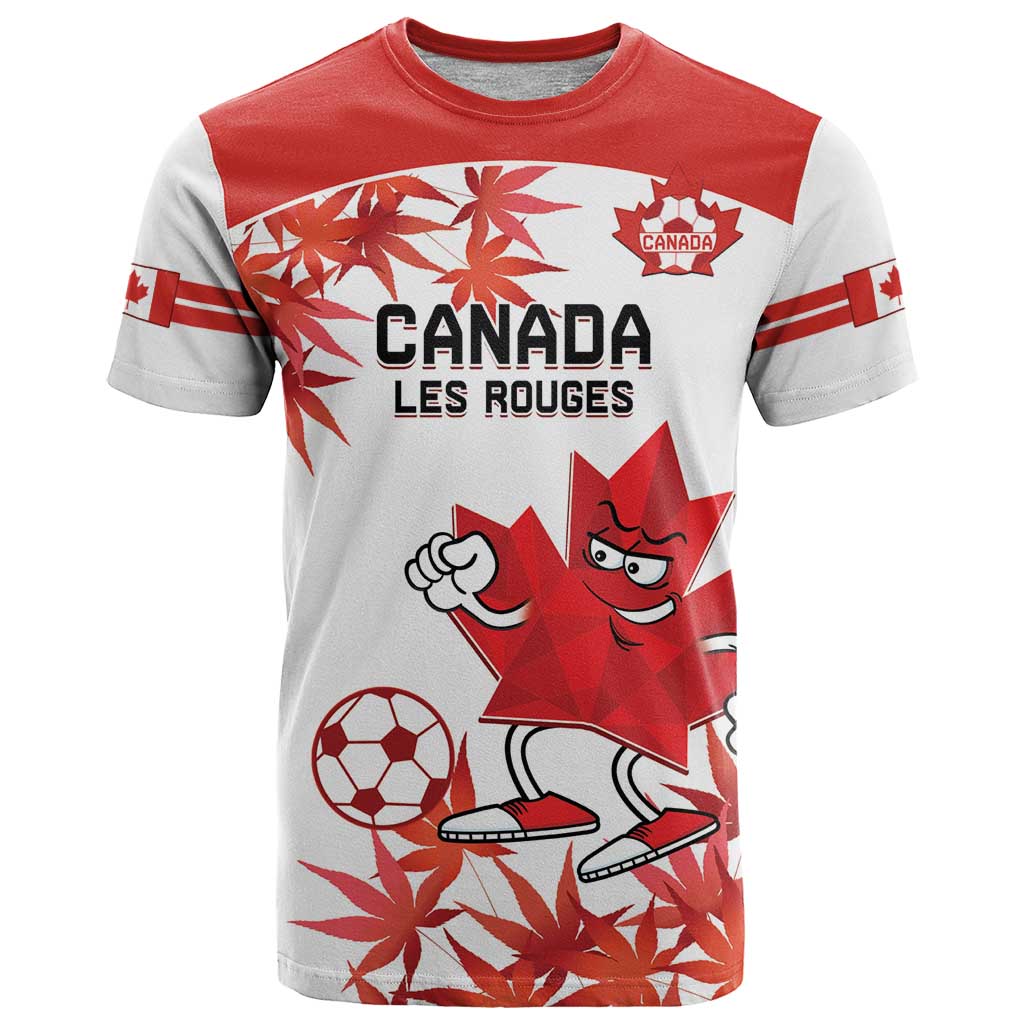 Custom Canada Soccer T Shirt Les Rouges Cute Maple Leaf Mascot