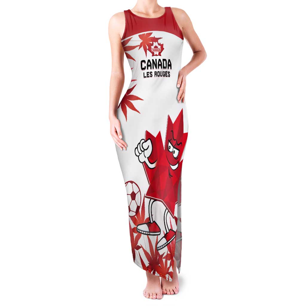 Custom Canada Soccer Tank Maxi Dress Les Rouges Cute Maple Leaf Mascot - Wonder Print Shop