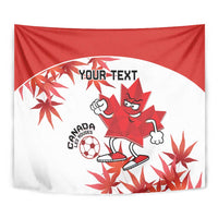 Canada soccer mascot wall hanging tapestry in red and white with maple leaf accents
