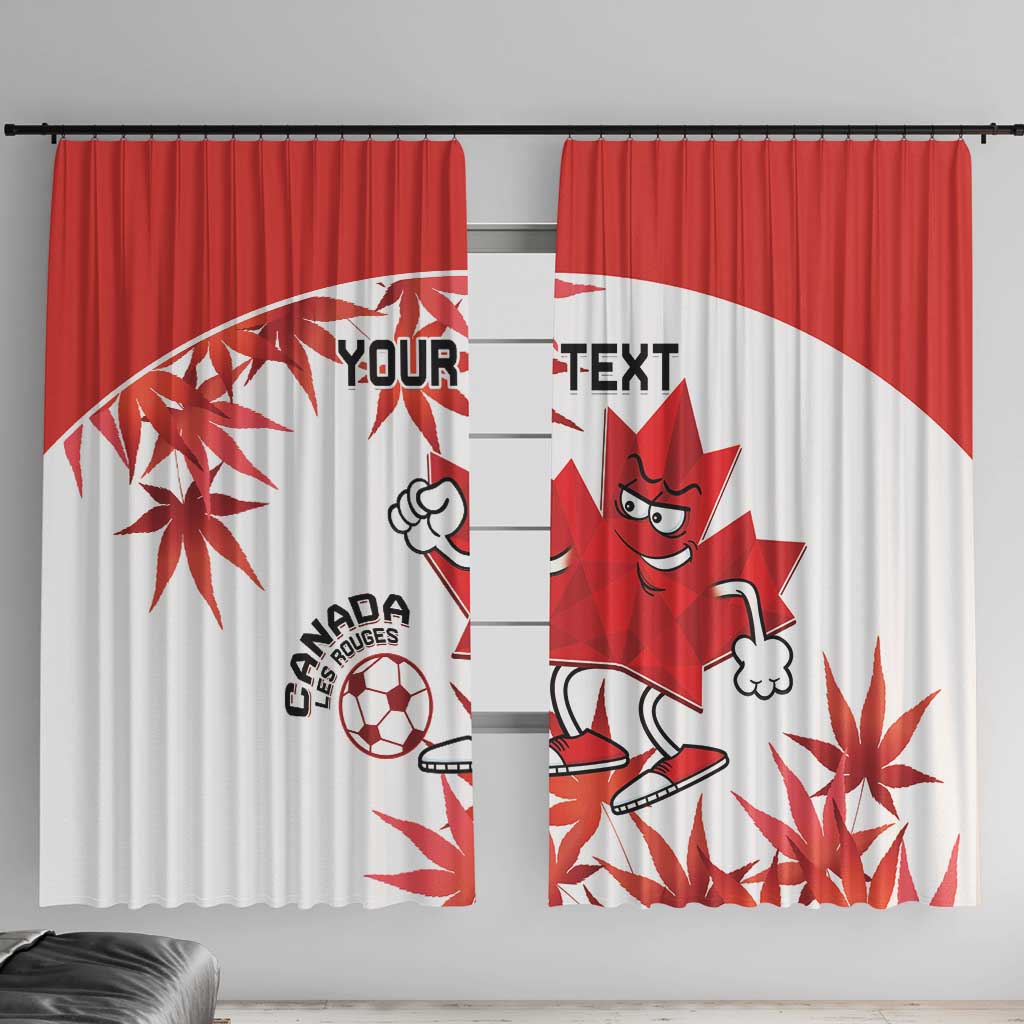 Custom Canada Soccer Window Curtain Les Rouges Cute Maple Leaf Mascot - Wonder Print Shop