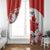 Custom Canada Soccer Window Curtain Les Rouges Cute Maple Leaf Mascot - Wonder Print Shop