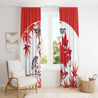 Canada soccer mascot window curtain panels, red and white with maple leaf, ball, and mascot