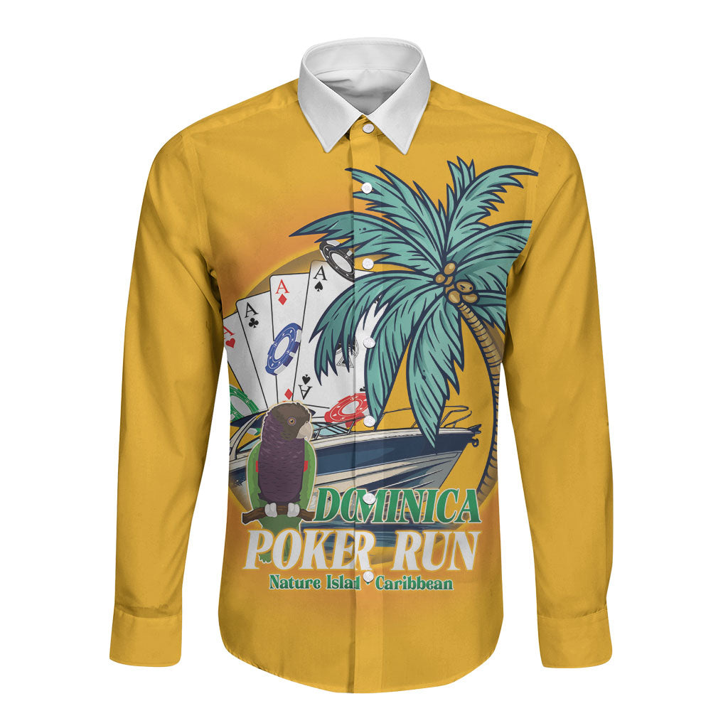 Poker Run Dominica 2026 Long Sleeve Button Shirt Nature Island Of Caribbean