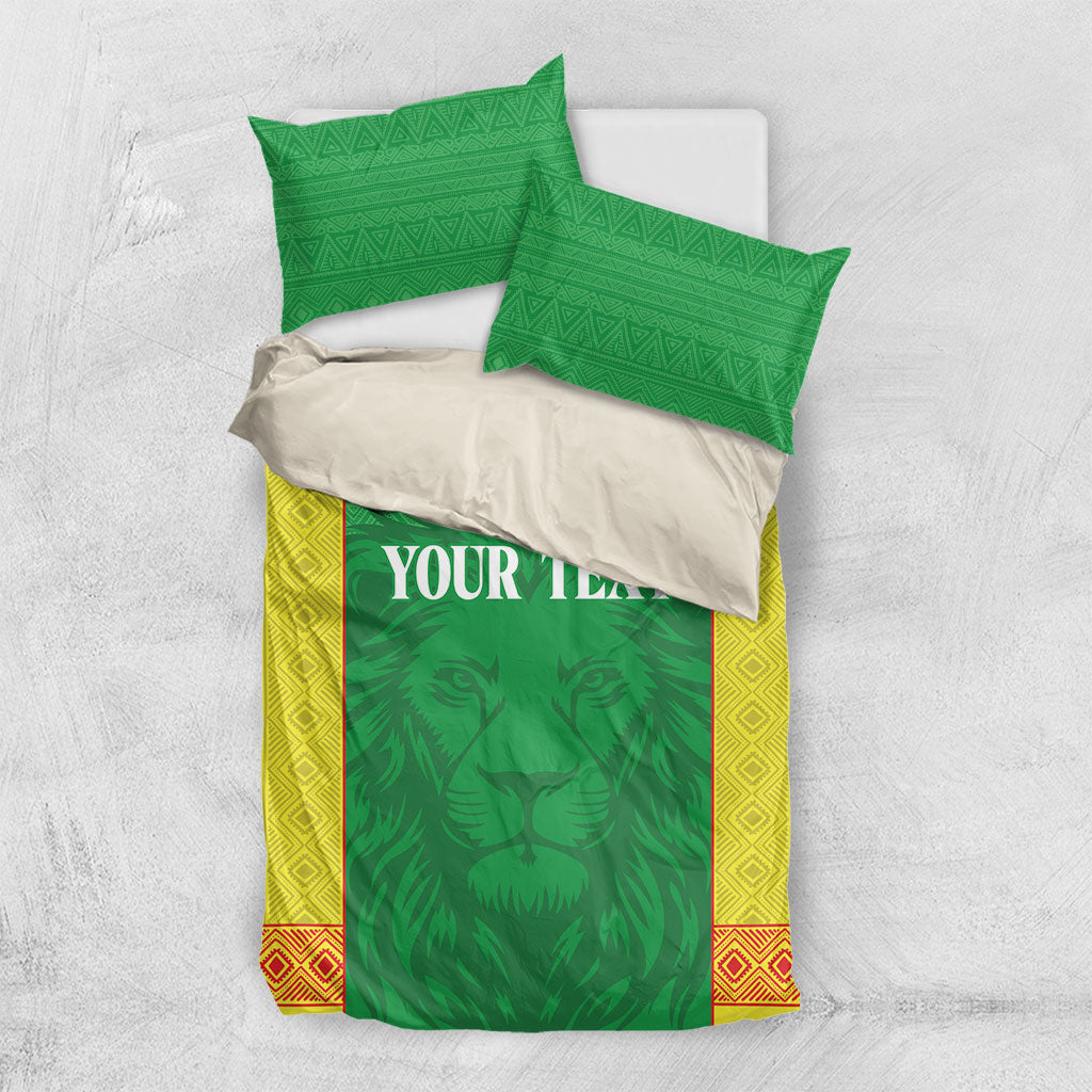 Senegal Basketball 2026 Custom Bedding Set Come On Lions African Pattern