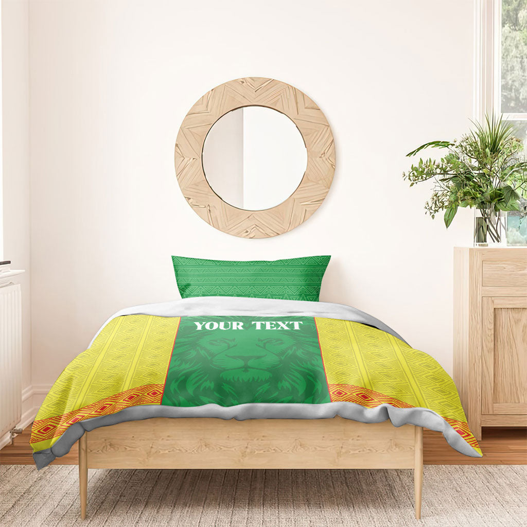 Senegal Basketball 2026 Custom Bedding Set Come On Lions African Pattern