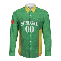 Senegal Basketball 2026 Custom Long Sleeve Button Shirt Come On Lions African Pattern
