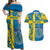 Sweden Football Couples Matching Off Shoulder Maxi Dress and Hawaiian Shirt Come On Sverige 2023 World Cup - Wonder Print Shop