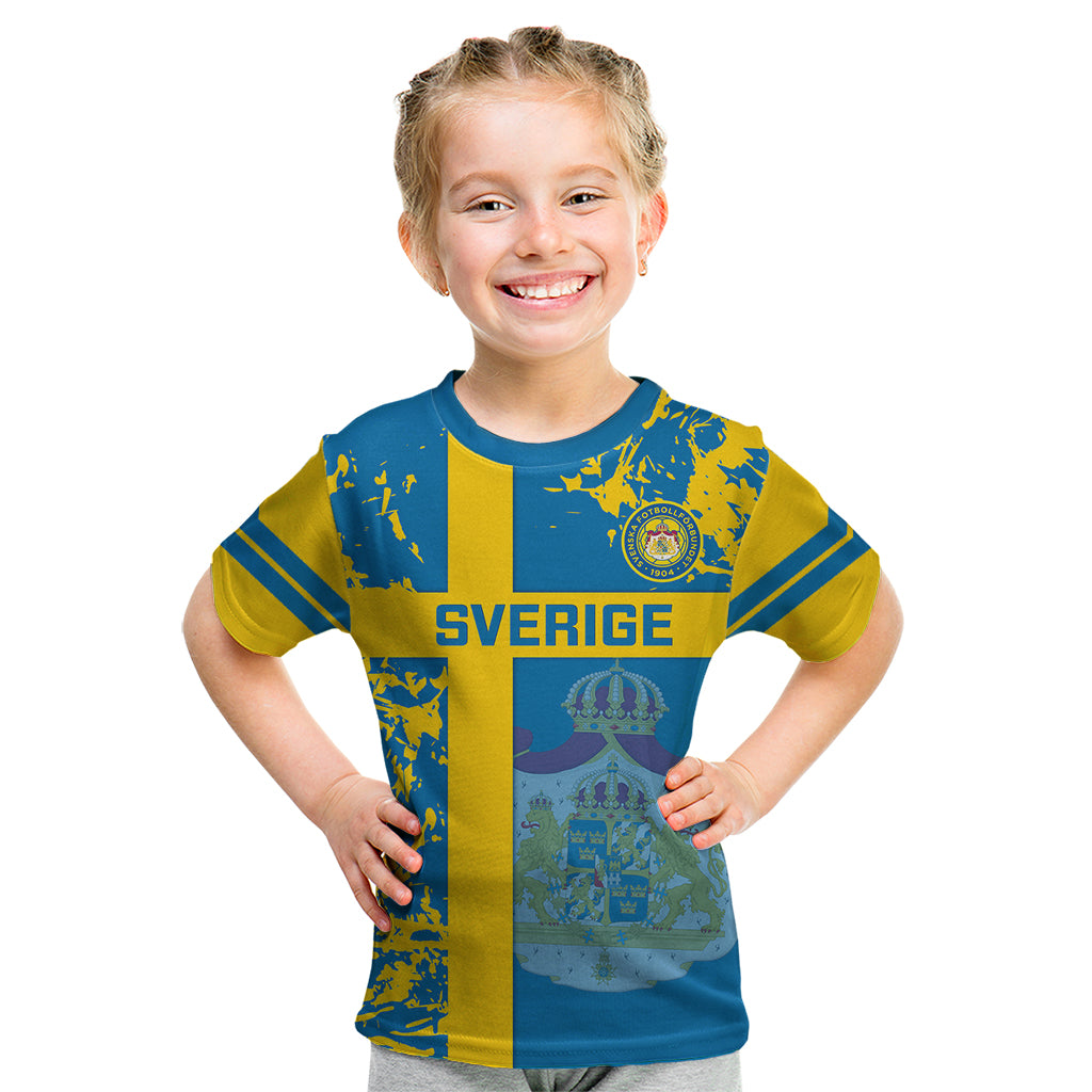 Sweden Football Kid T Shirt Come On Sverige 2023 World Cup - Wonder Print Shop