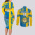 Custom Sweden Football Couples Matching Long Sleeve Bodycon Dress and Long Sleeve Button Shirts Come On Sverige 2023 World Cup - Wonder Print Shop