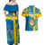 Custom Sweden Football Couples Matching Off Shoulder Maxi Dress and Hawaiian Shirt Come On Sverige 2023 World Cup - Wonder Print Shop