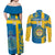 Custom Sweden Football Couples Matching Off Shoulder Maxi Dress and Long Sleeve Button Shirts Come On Sverige 2023 World Cup - Wonder Print Shop