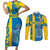 Custom Sweden Football Couples Matching Short Sleeve Bodycon Dress and Long Sleeve Button Shirts Come On Sverige 2023 World Cup - Wonder Print Shop