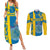 Custom Sweden Football Couples Matching Summer Maxi Dress and Long Sleeve Button Shirts Come On Sverige 2023 World Cup - Wonder Print Shop