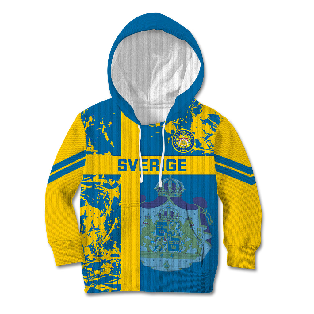 Custom Sweden Football Kid Hoodie Come On Sverige 2023 World Cup - Wonder Print Shop