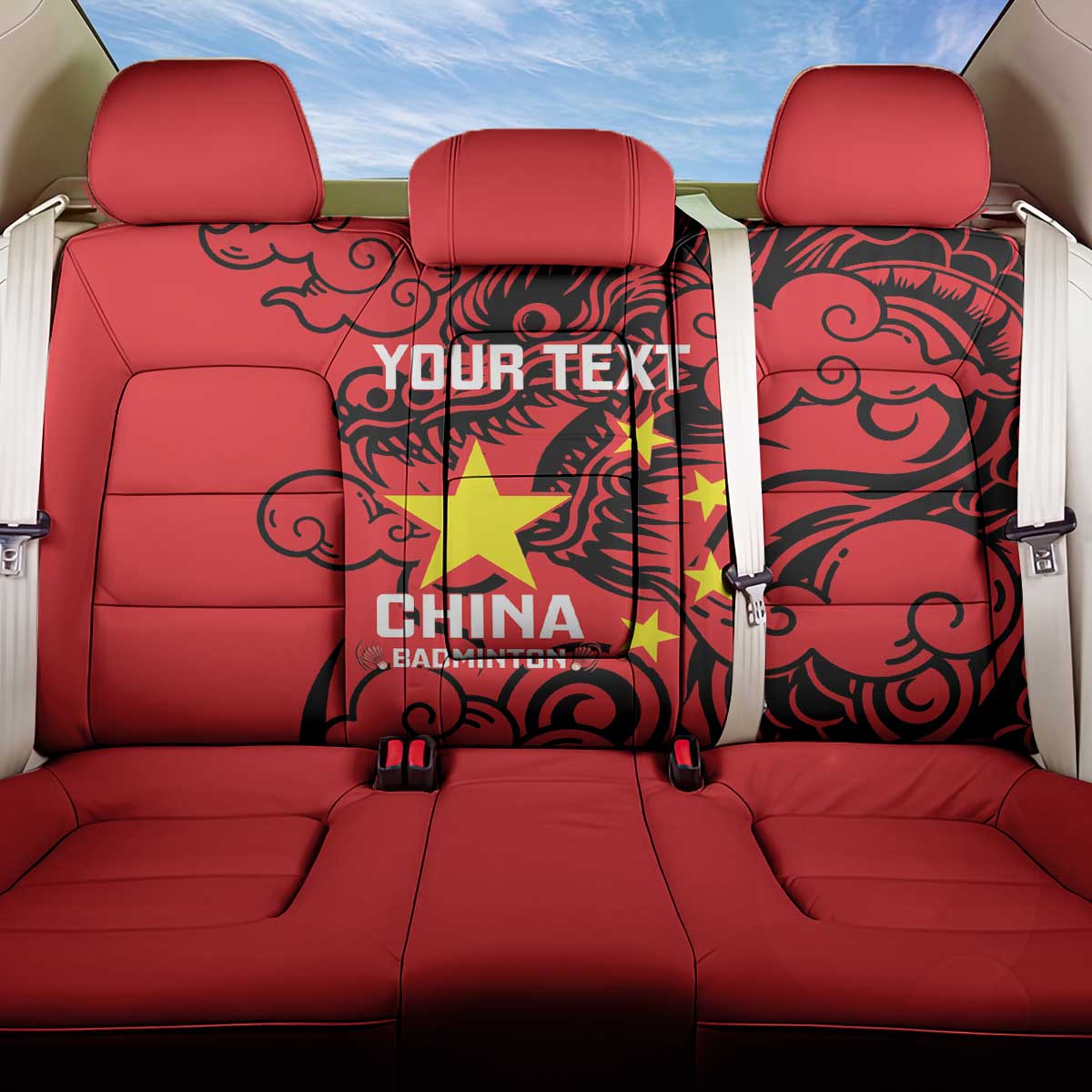 Personalised China Badminton Back Car Seat Cover 2024 Chinese Dragon Version - Wonder Print Shop