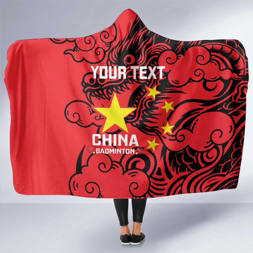 Personalised China Badminton Hooded Blanket 2024 Chinese Dragon Version