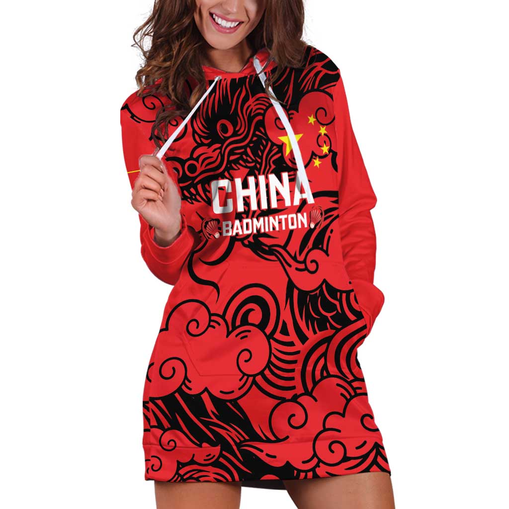 Personalised China Badminton Hoodie Dress 2024 Chinese Dragon Version - Wonder Print Shop