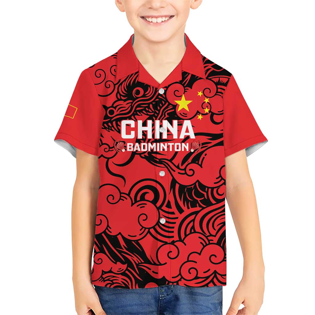 Personalised China Badminton Kid Hawaiian Shirt 2024 Chinese Dragon Version - Wonder Print Shop