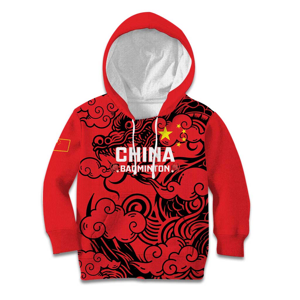 Personalised China Badminton Kid Hoodie 2024 Chinese Dragon Version - Wonder Print Shop