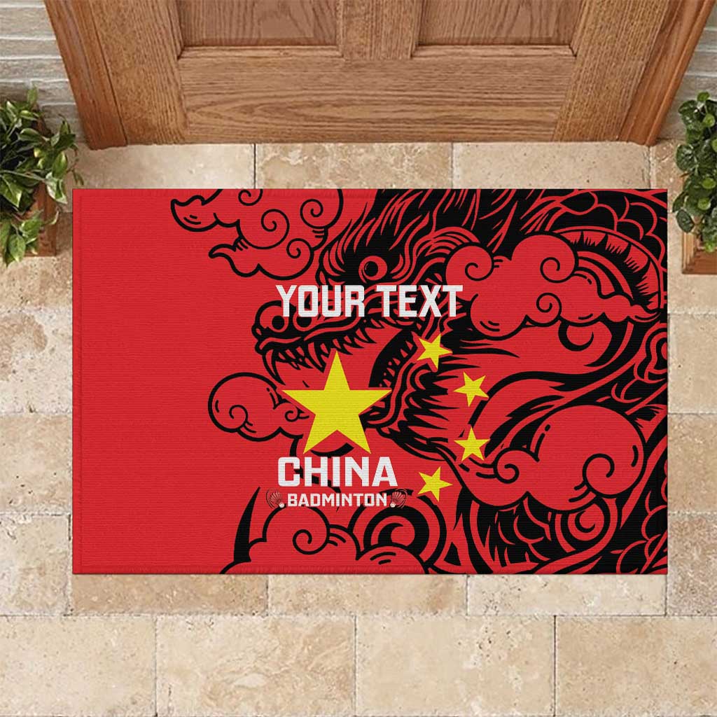 Personalised China Badminton Rubber Doormat 2024 Chinese Dragon Version - Wonder Print Shop