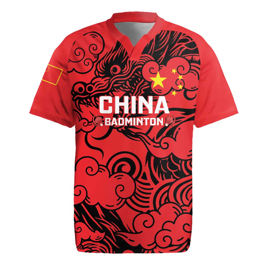 Personalised China Badminton Rugby Jersey 2024 Chinese Dragon Version - Wonder Print Shop