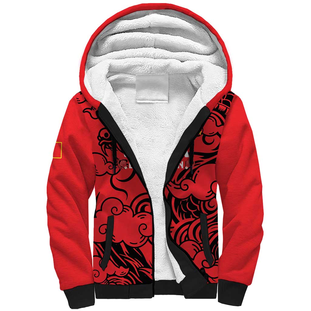 Personalised China Badminton Sherpa Hoodie 2024 Chinese Dragon Version - Wonder Print Shop