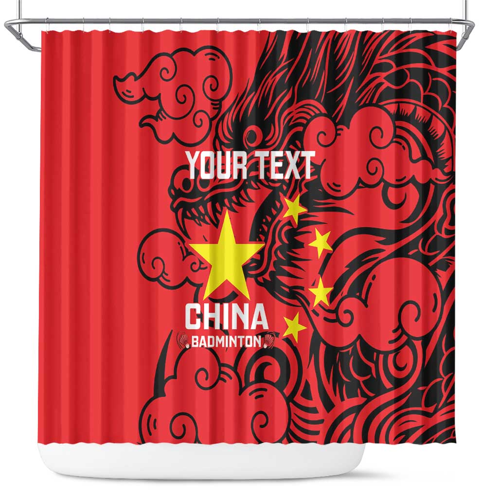 Personalised China Badminton Shower Curtain 2024 Chinese Dragon Version