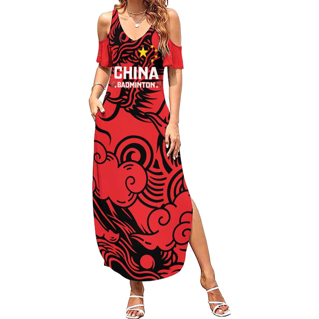 Personalised China Badminton Summer Maxi Dress 2024 Chinese Dragon Version - Wonder Print Shop