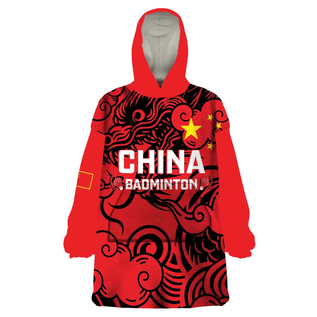 Personalised China Badminton Wearable Blanket Hoodie 2024 Chinese Dragon Version - Wonder Print Shop