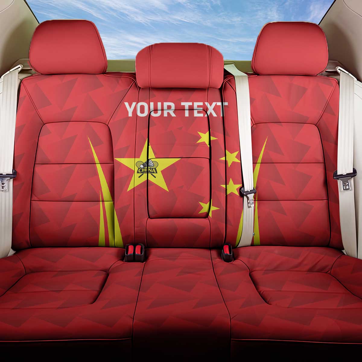 Personalised China Badminton Back Car Seat Cover 2024 Sporty Red Version - Wonder Print Shop