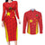 Personalised China Badminton Couples Matching Long Sleeve Bodycon Dress and Long Sleeve Button Shirt 2024 Sporty Red Version - Wonder Print Shop