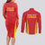 Personalised China Badminton Couples Matching Long Sleeve Bodycon Dress and Long Sleeve Button Shirt 2024 Sporty Red Version - Wonder Print Shop