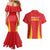 Personalised China Badminton Couples Matching Mermaid Dress and Hawaiian Shirt 2024 Sporty Red Version - Wonder Print Shop