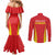 Personalised China Badminton Couples Matching Mermaid Dress and Long Sleeve Button Shirt 2024 Sporty Red Version