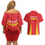 Personalised China Badminton Couples Matching Off Shoulder Short Dress and Hawaiian Shirt 2024 Sporty Red Version - Wonder Print Shop