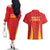 Personalised China Badminton Couples Matching Off The Shoulder Long Sleeve Dress and Hawaiian Shirt 2024 Sporty Red Version - Wonder Print Shop