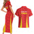 Personalised China Badminton Couples Matching Short Sleeve Bodycon Dress and Hawaiian Shirt 2024 Sporty Red Version - Wonder Print Shop