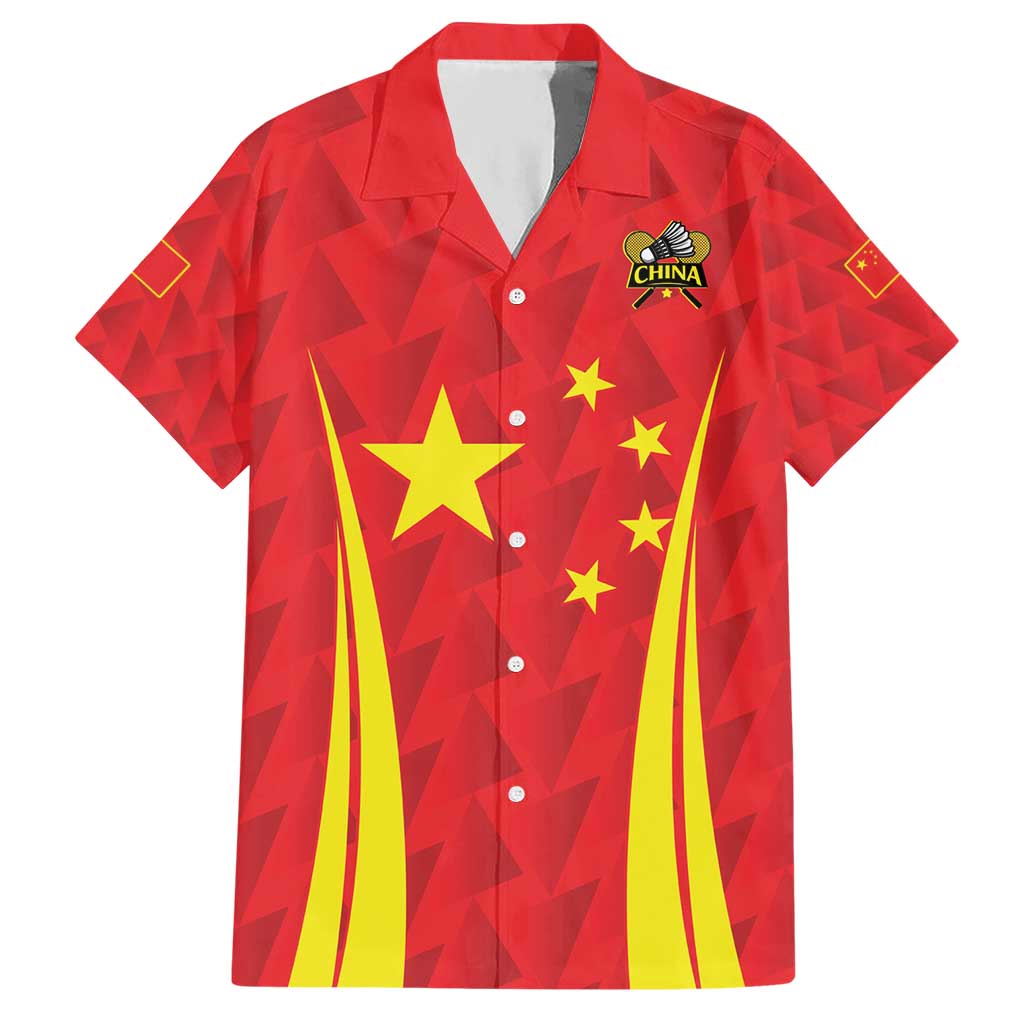 Personalised China Badminton Hawaiian Shirt 2024 Sporty Red Version - Wonder Print Shop