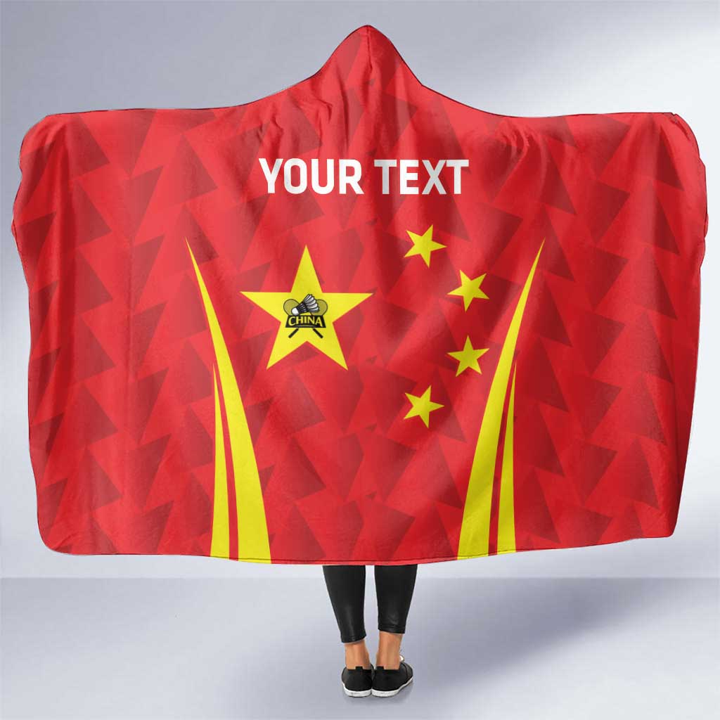 Personalised China Badminton Hooded Blanket 2024 Sporty Red Version