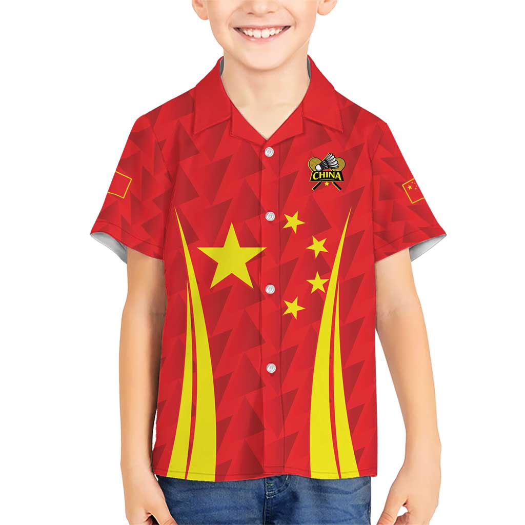 Personalised China Badminton Kid Hawaiian Shirt 2024 Sporty Red Version - Wonder Print Shop