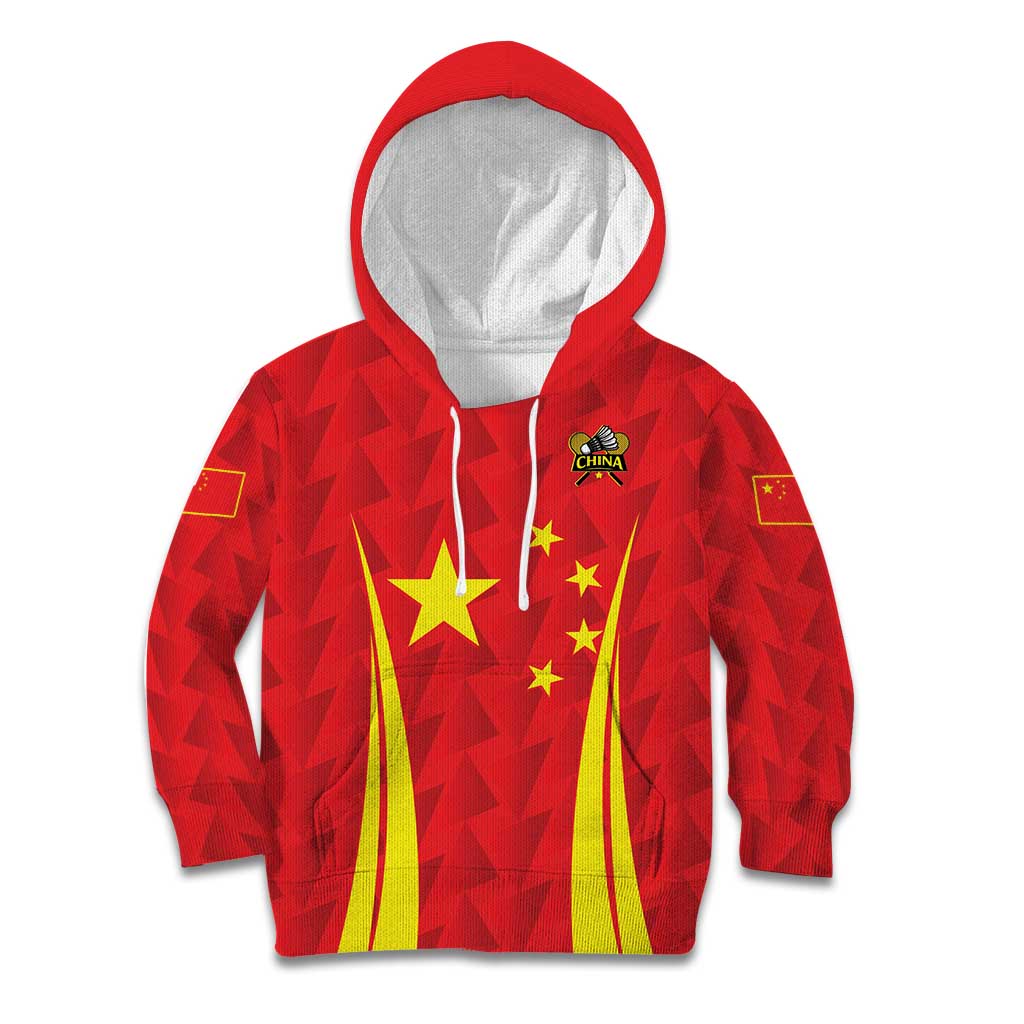 Personalised China Badminton Kid Hoodie 2024 Sporty Red Version - Wonder Print Shop