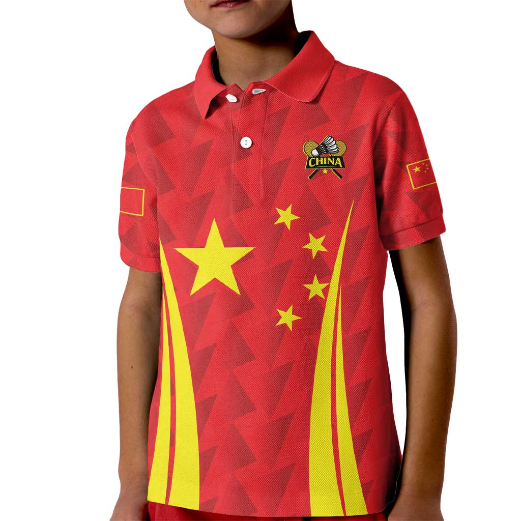 Personalised China Badminton Kid Polo Shirt 2024 Sporty Red Version - Wonder Print Shop