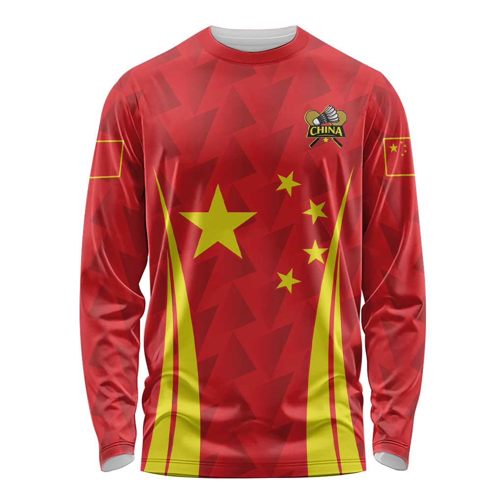 Personalised China Badminton Long Sleeve Shirt 2024 Sporty Red Version - Wonder Print Shop